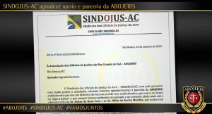 SINDOJUS-AC agradece apoio e parceria da ABOJERIS