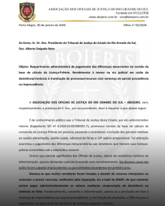 Abojeris protocola requerimento junto ao TJRS para tratar da Licença-Prêmio Feed (Novo) (1)