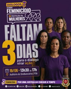 “Diálogos sobre feminicídio e proteção às mulheres”.